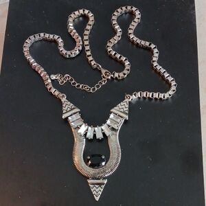 Source Unknown Silver Necklace with Black Details